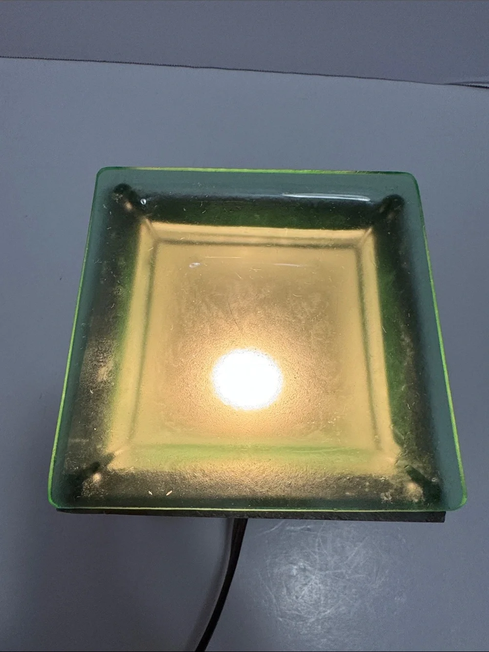 Scentsy Grey Stone Warmer-retired with Green Glass Top
